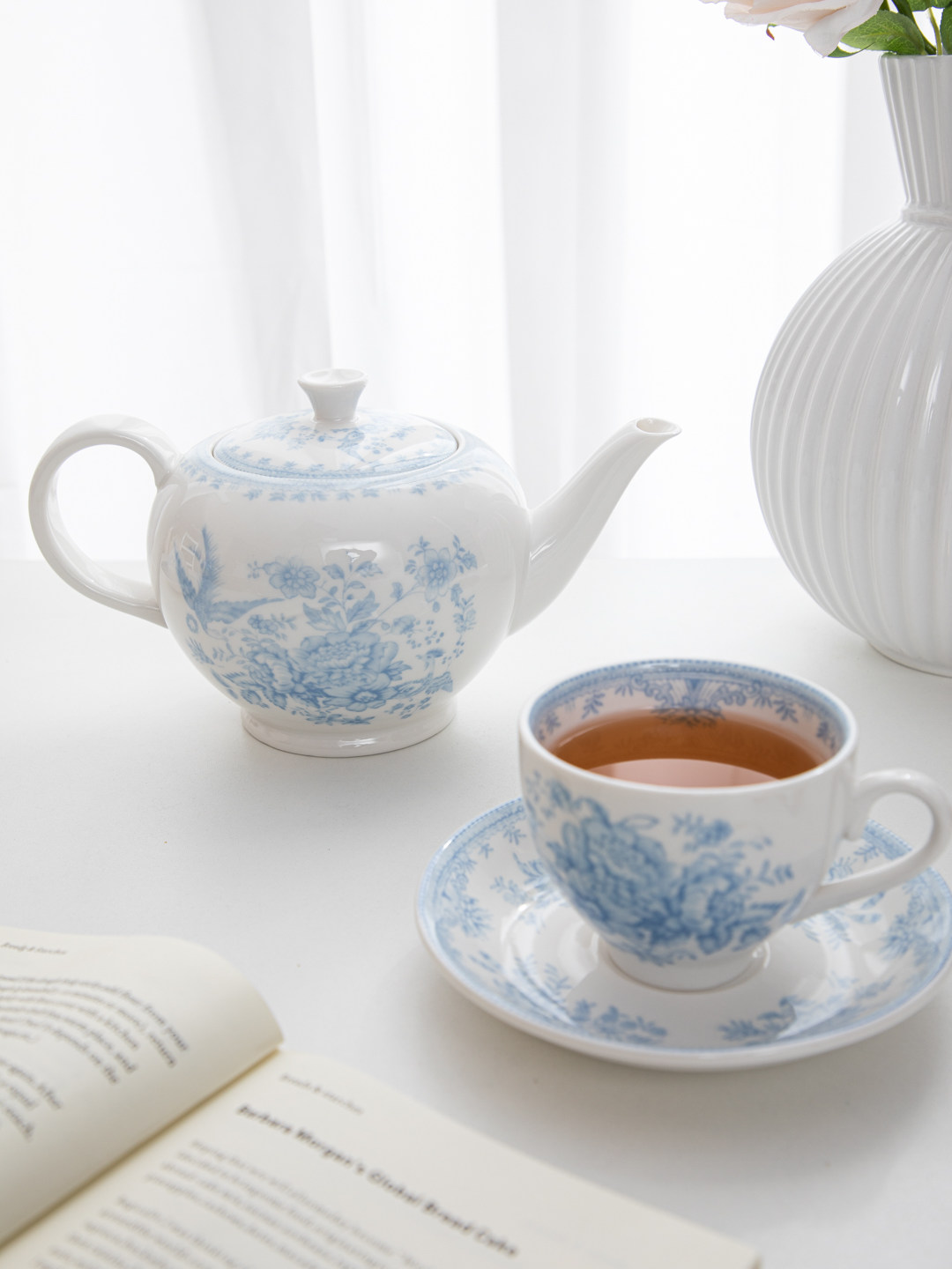 Coffee Tea English - Zestaw ceramiczny: filiżanka i spodek do