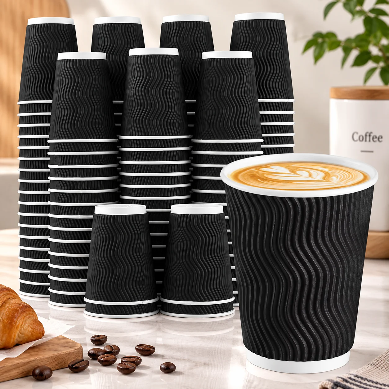 Wallpaper Coffee And Tea - 25/50 sztuk – jednorazowe kubki z