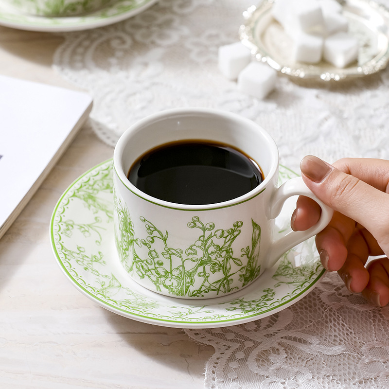 Zestaw filiżanek i spodków z m – Coffee Tea English recenzja i cena
