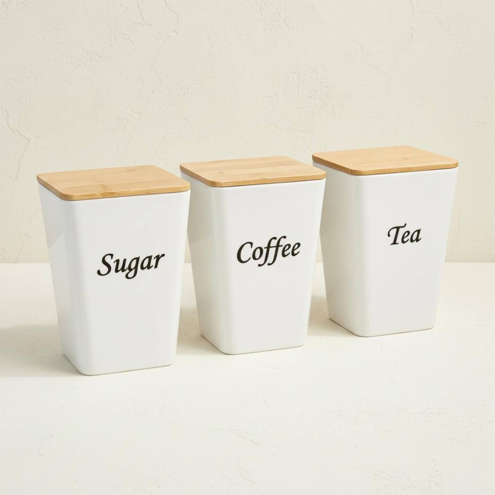 Zestaw metalowych pojemników z – Canister Coffee Sugar Tea recenzja i cena